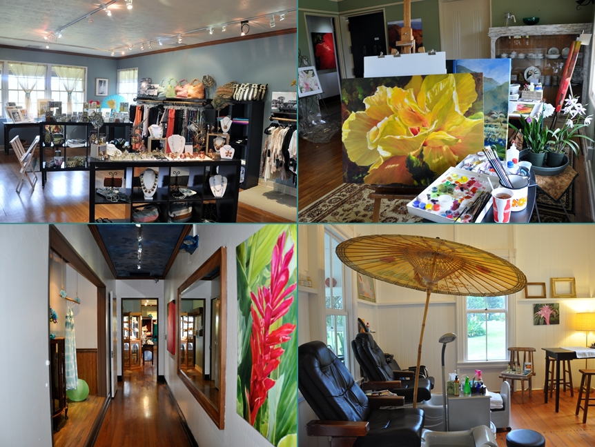 kilohana shops and galleries Cane Field Clothing, Cher McMAcken Art, The Beauty Shop