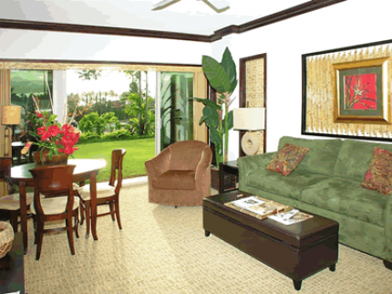 Tropical Kauai 2 Bedroom Vacation Rental in Waipouli Kauai - Living Room