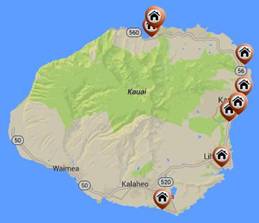 Kauai Vacation Rentals Map