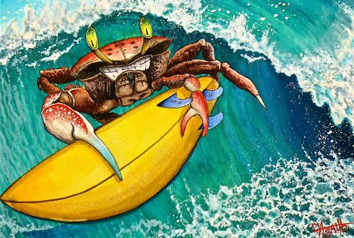 Aaron Smith Kauai Art Surfiong Crab